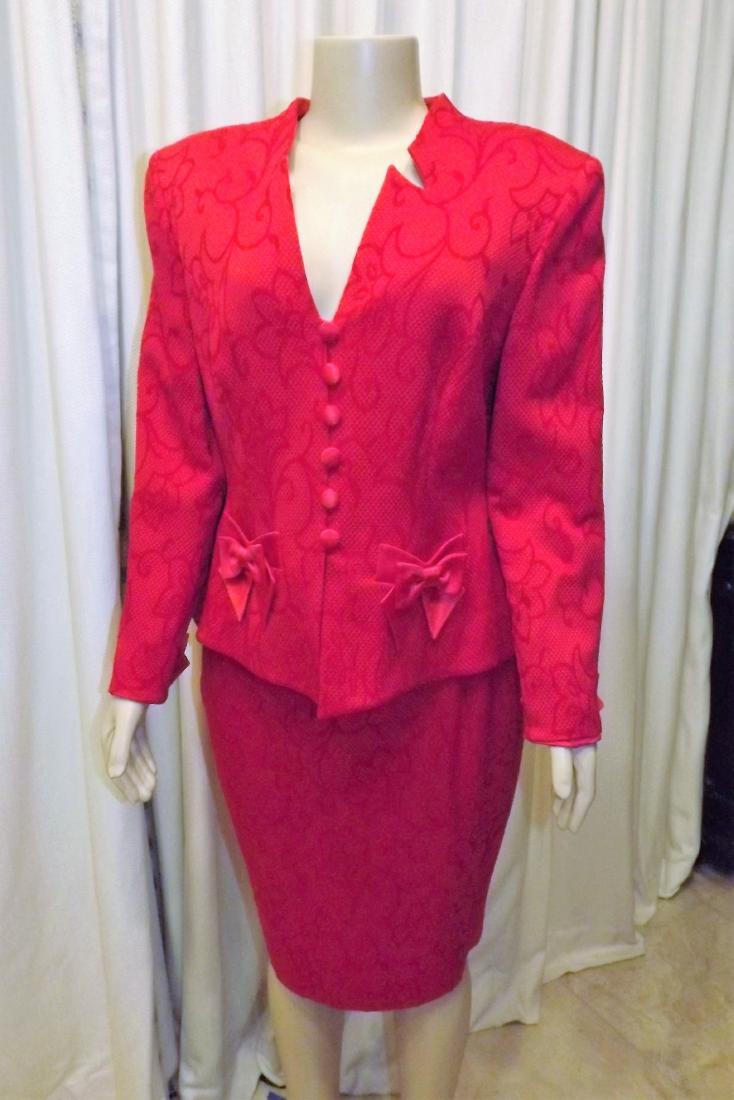 Escada Couture Red Skirt Suit, 69% wool, 31%silk size (1 of 2)