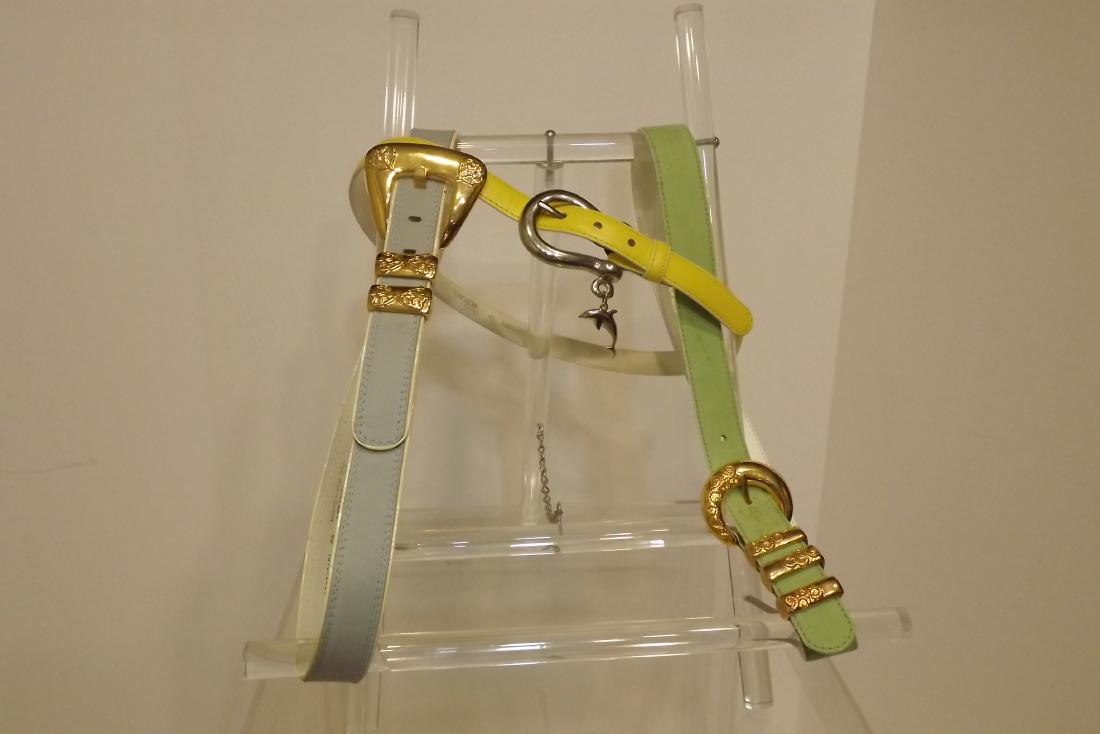 3 Escada Belts, Size 40, Pale Blue, Green, and Yellow (1 of 2)