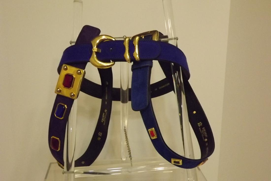 3 Escada Belts, size 38, Two Blue with Gold Accents, 1 (1 of 2)