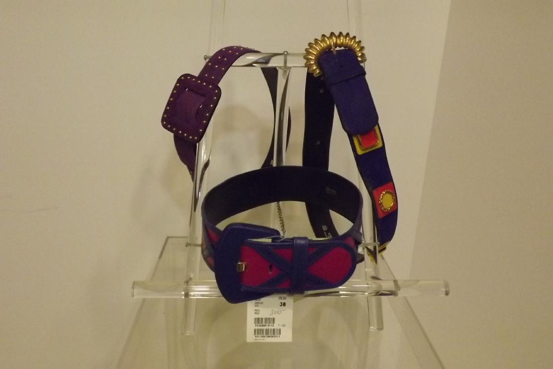 3 Escada Belts, Size 38, Purple with Studs, , Blue (1 of 2)