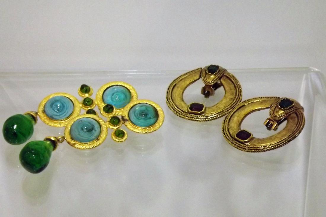 Two Pairs of Earrings with Glass and Paste Stones: Two Pairs of Earrings with Glass and Paste Stones