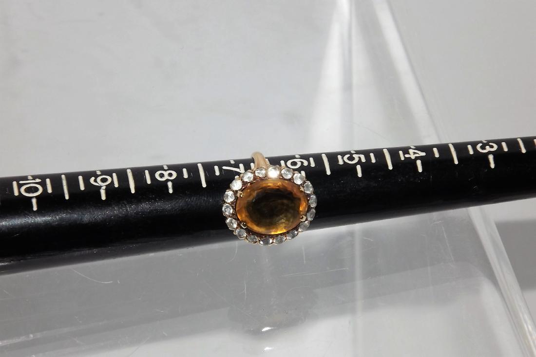 Unmarked Oval Citrine Ring, Size 6.5 with "diamond" (1 of 1)