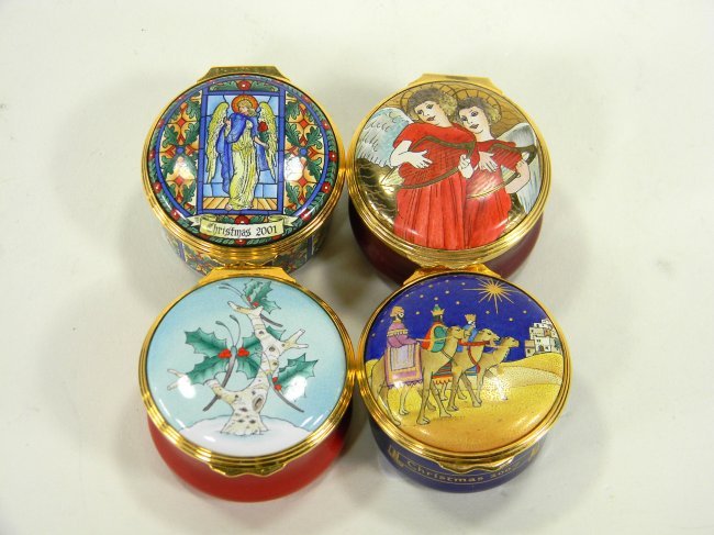 4 English Enamel Boxes Ineiman Marcus.: 4 English Enamel Boxes Ineiman Marcus.