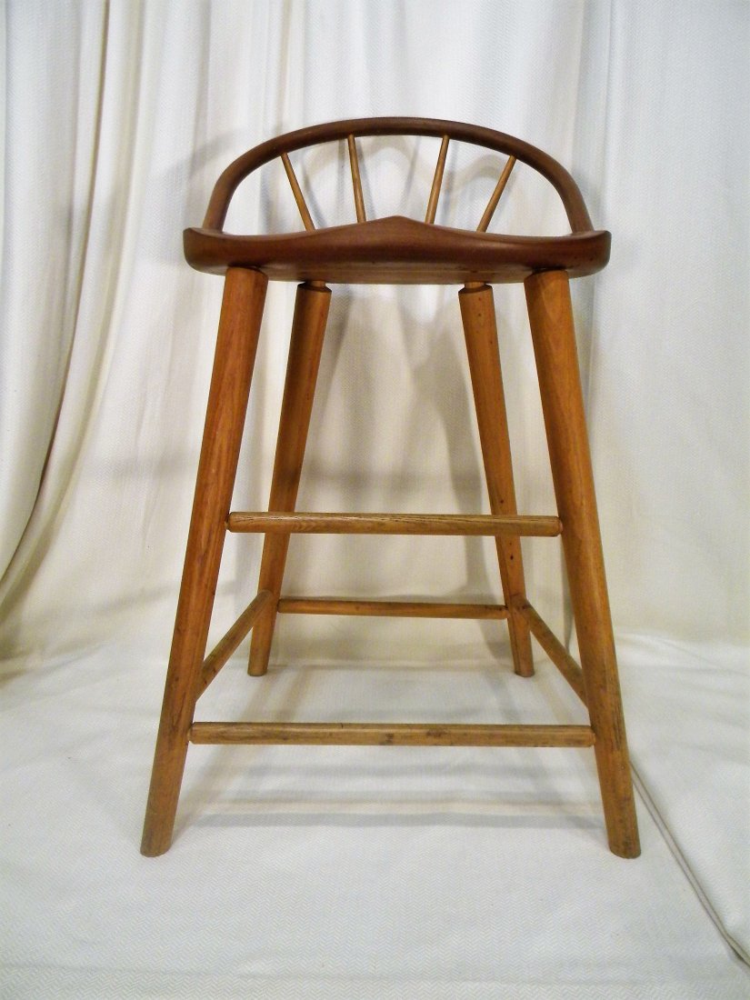 Thomas Moser Hardwood Bar Stool: Thomas Moser Hardwood Bar Stool, Brenda Bonie, circa 1992