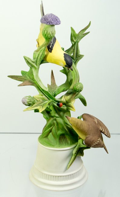 Boehm Bisque Figural Group of Goldfinches: Edward Marshall Boehm Bisque Figural Group of Goldfinches