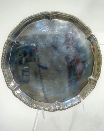 George III Antique English Silver Salver - John: George III Antique English Silver Salver - John Chapman, London, circa 1793, Diameter 8", 16 ounces