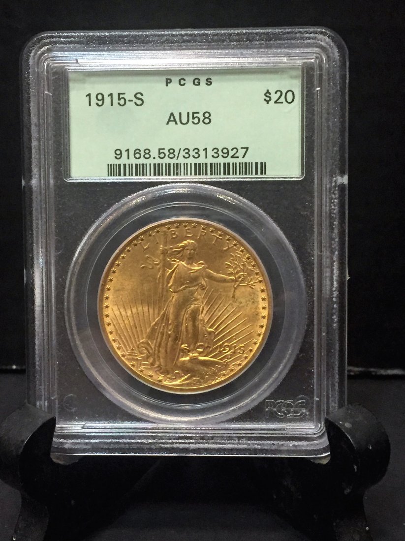 1915 $20 Gold Walking Liberty in AU58 Condition (1 of 3)