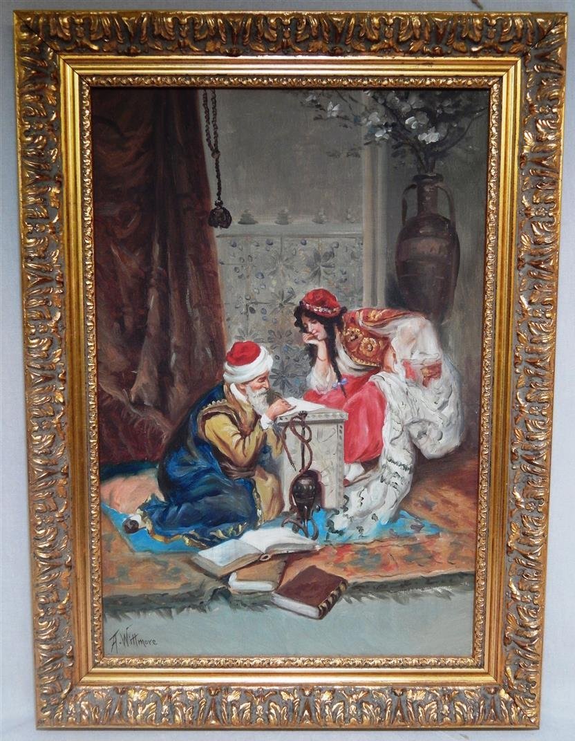 Orientalist oil on canvas signed "A. Wittmore" on (1 of 3)