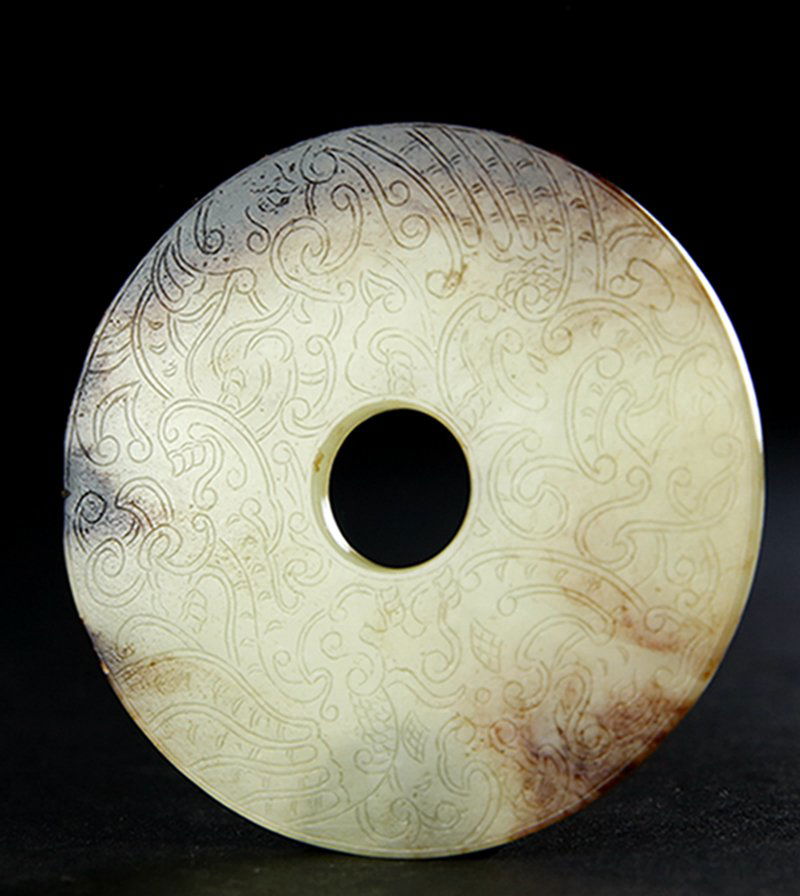 A WHITE AND RUSSET JADE CARVED 'DRAGON AND PHEONIX' (1 of 6)