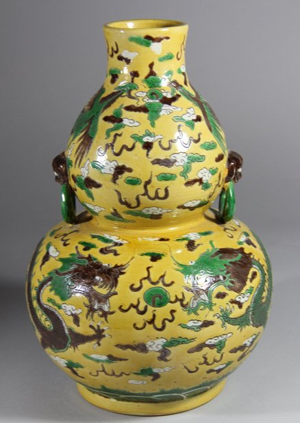 KANGXI GREEN/PURPLE GLAZED CALABASH SHAPED PORCELAIN (1 of 10)