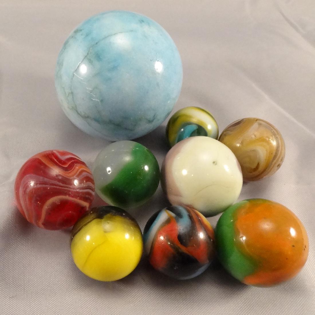 .ASSORTED. 9 marbles, mostly Machine Made. (1 of 1)