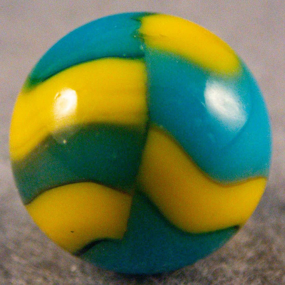 Marbles. PELTIER GLASS COMPANY, National Line Rainbo Cub Scout. 9/16". Mint (9.9). (1 of 6)