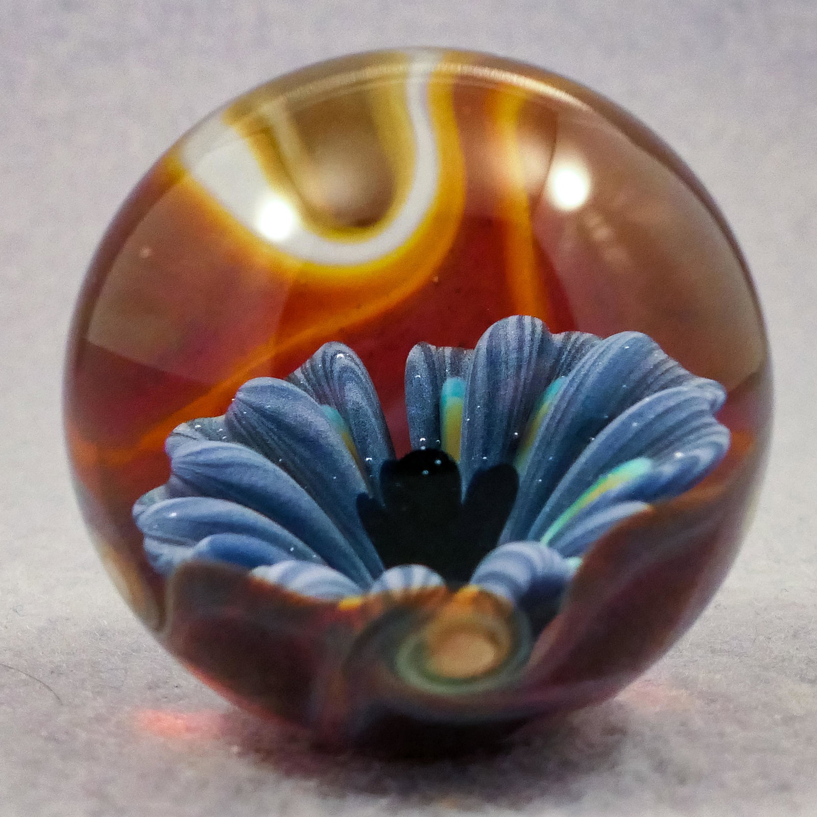 Marbles: CONTEMPORARY HANDMADE, Chris Rice. 1-3/8". Mint (9.9).: Marbles: CONTEMPORARY HANDMADE, Chris Rice. Beautiful floral. Signed "C Rice 05". 1-3/8". Mint (9.9).