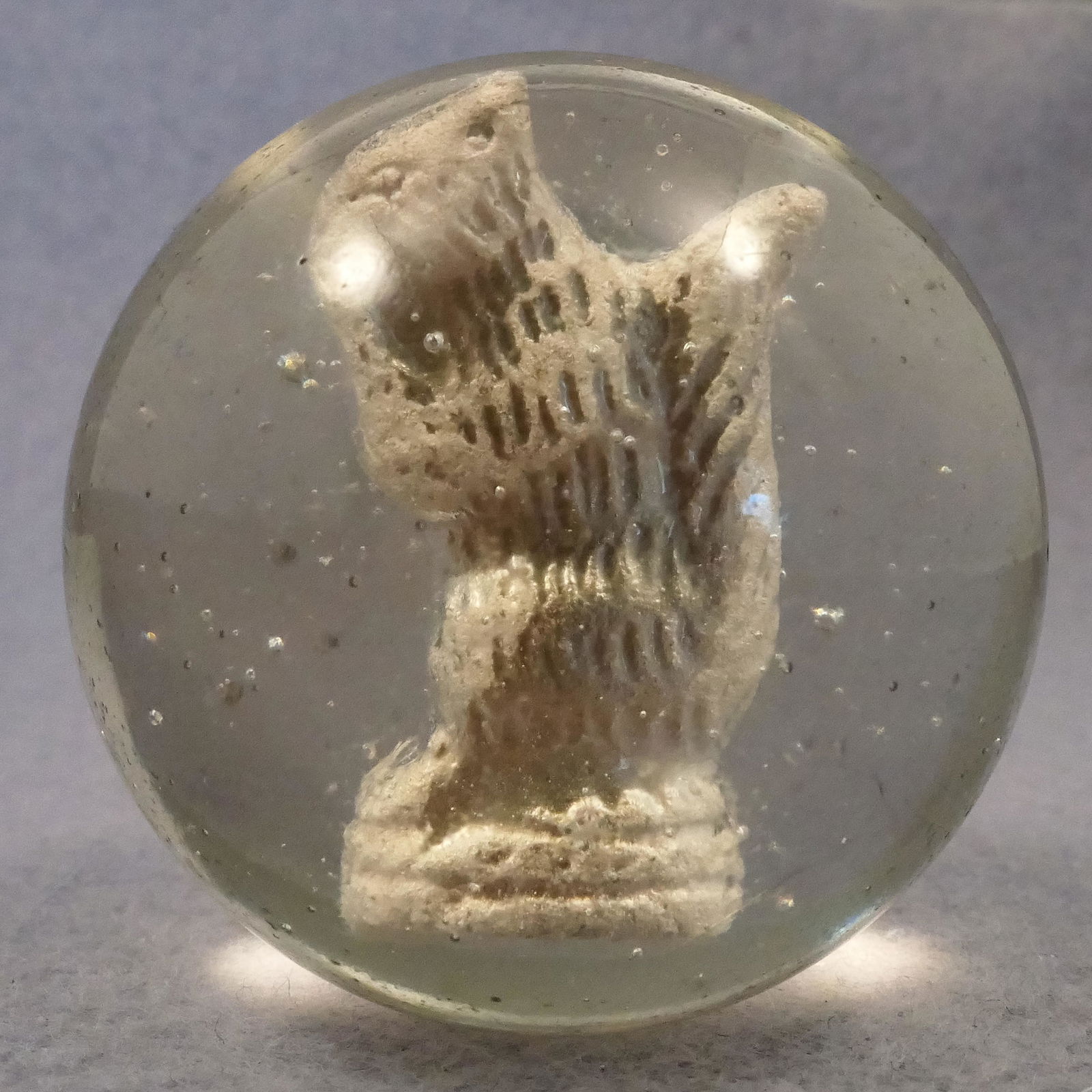 Marbles: SULPHIDE. Squirrel. 1-13/16". Polished (1 of 6)