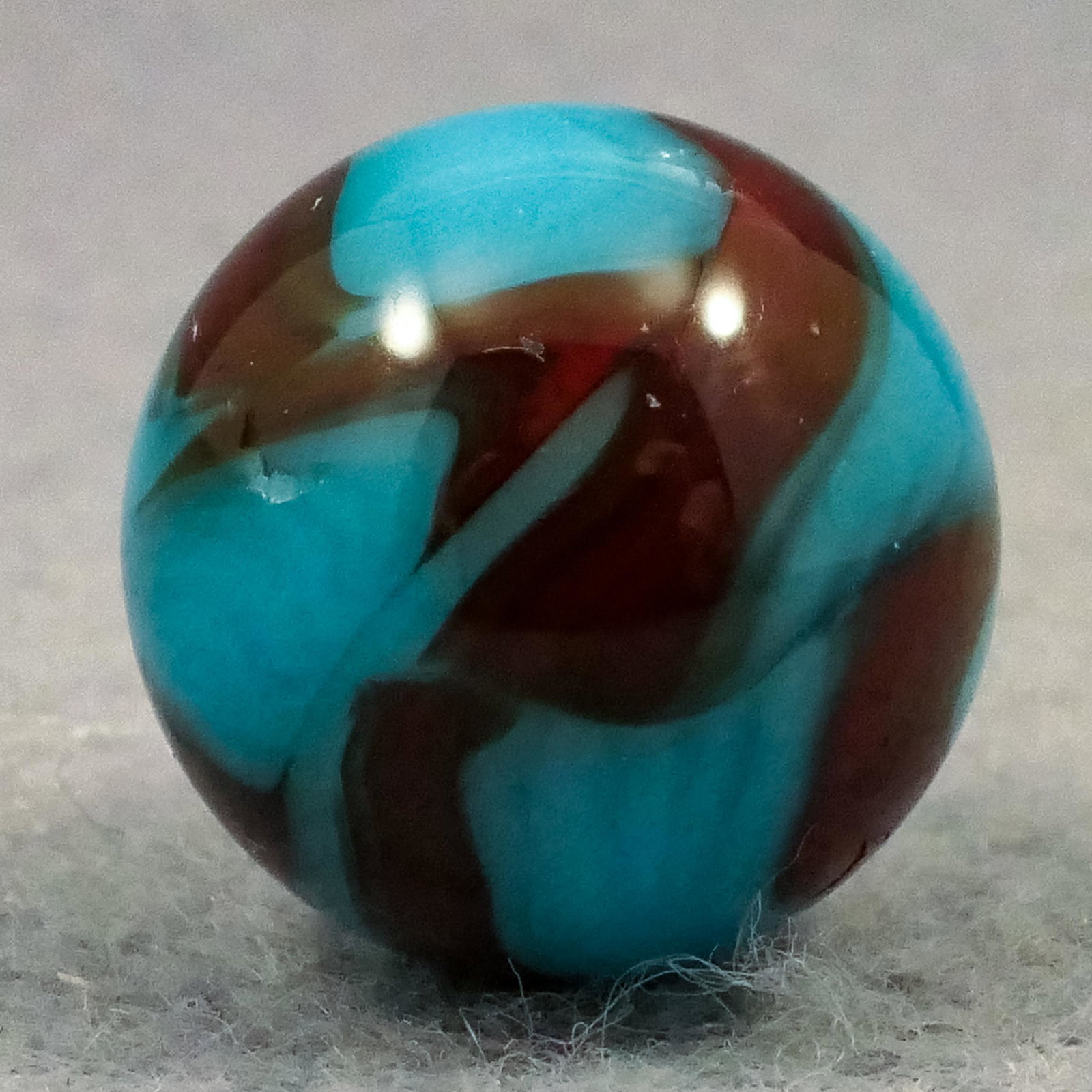 Marbles: PELTIER GLASS COMPANY, Burnt Spiderman. 19/32". Near Mint(+) (8.8). (1 of 6)