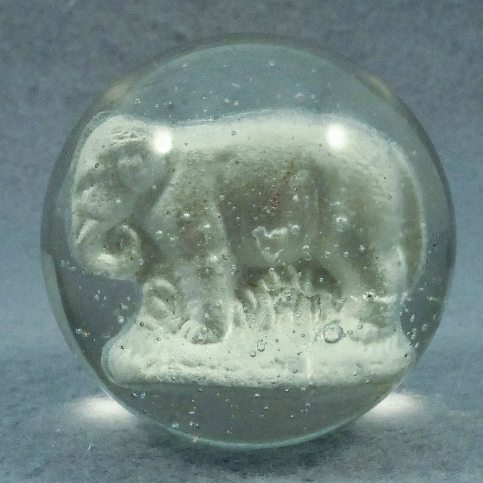 Marbles: SULPHIDE. Elephant. -3/8". Polishded. (1 of 6)