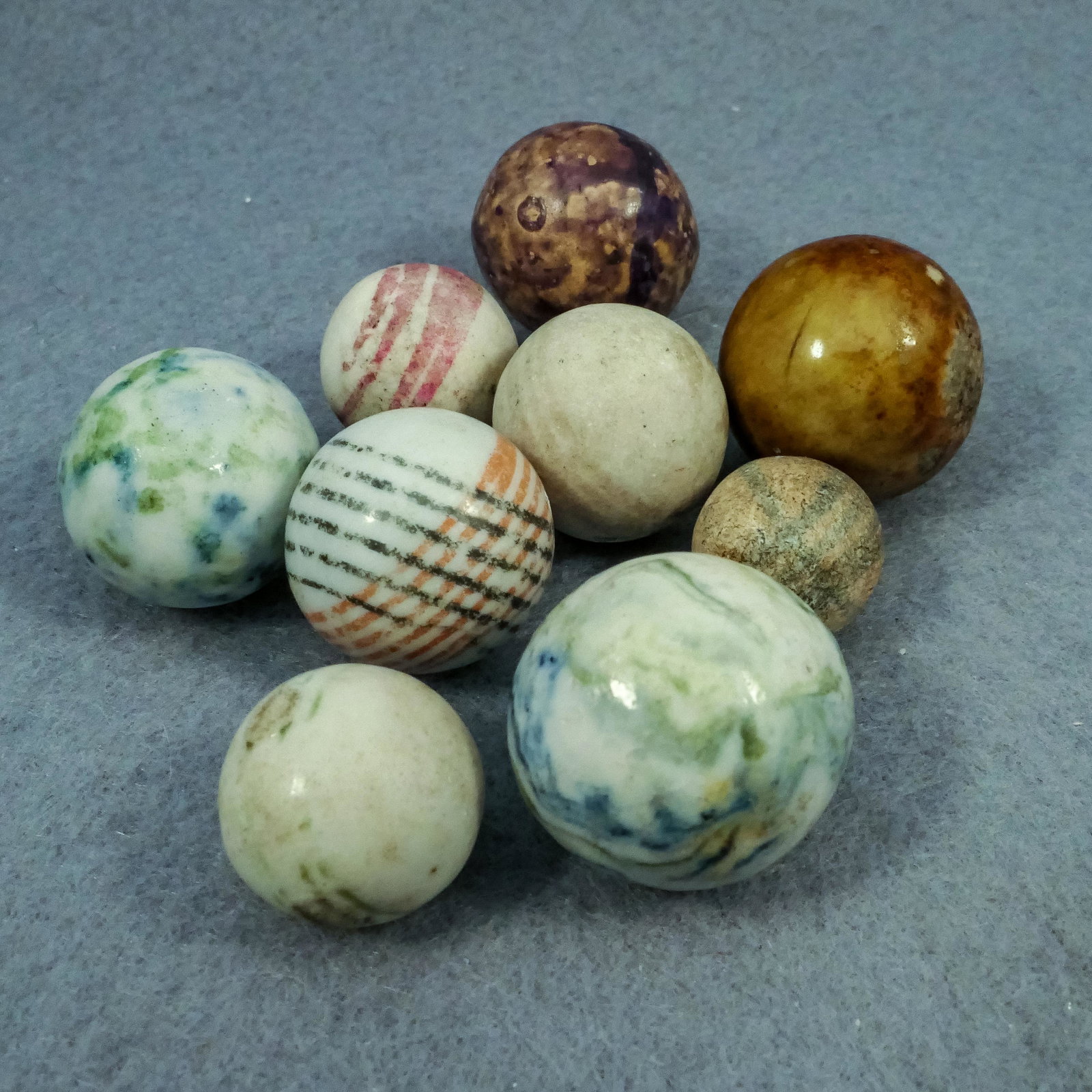 Marbles: NON-GLASS HANDMADE, Assorted. 9 marbles. (1 of 4)