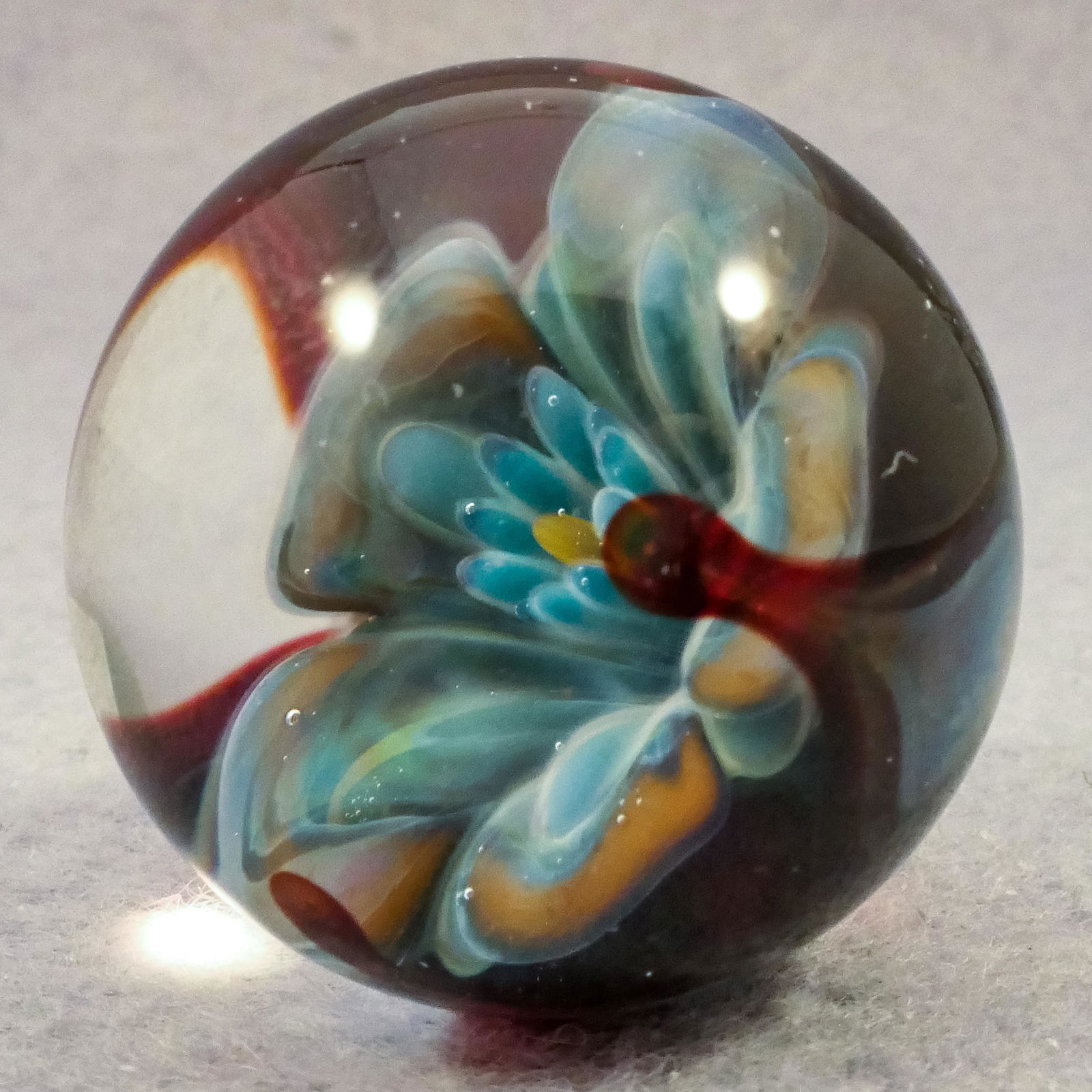 Marbles: CONTEMPORARY HANDMADE, Chris Rice. Flower. 1". Mint (9.9). (1 of 8)