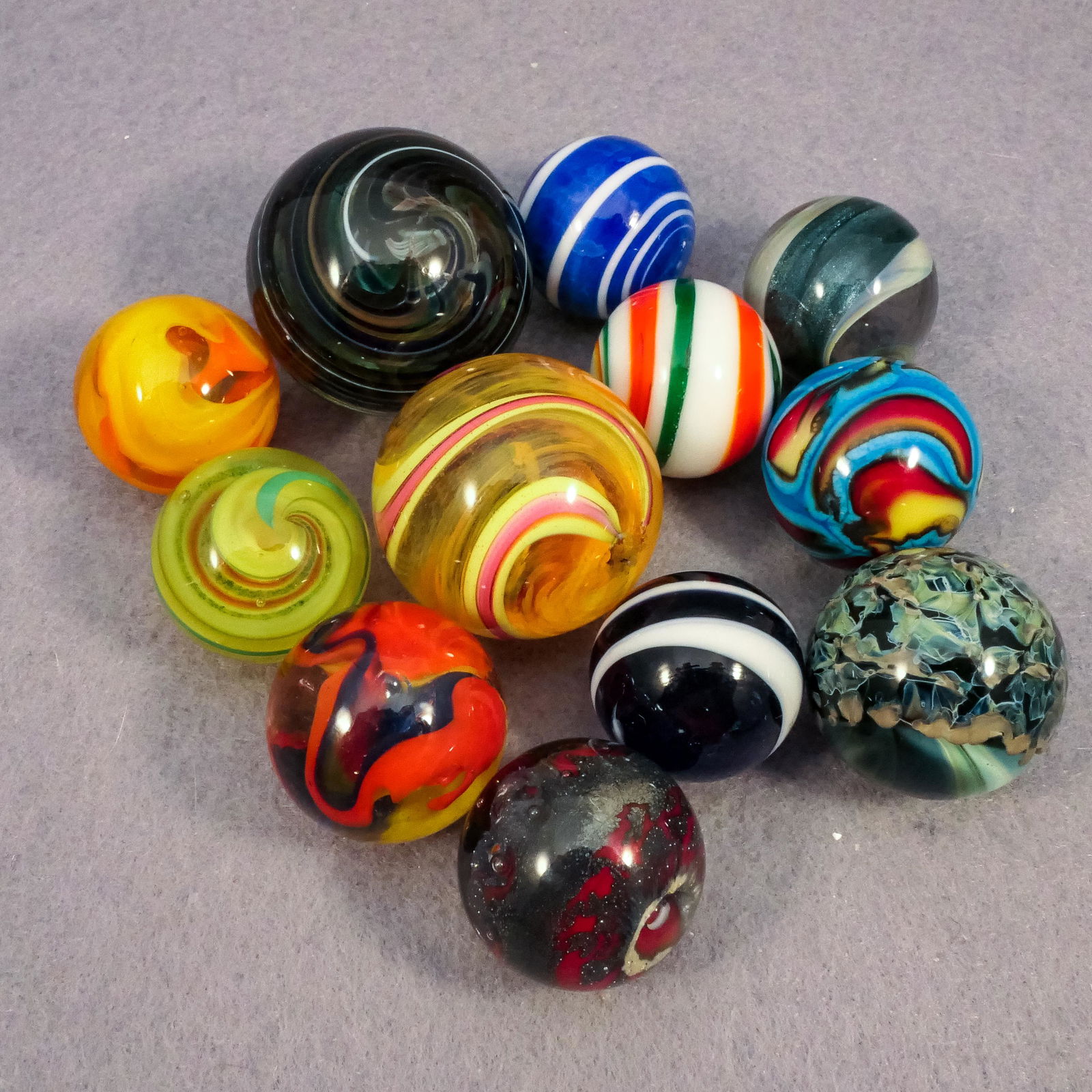 Marbles: CONTEMPORARY HANDMADE. 12 marbles. (1 of 4)