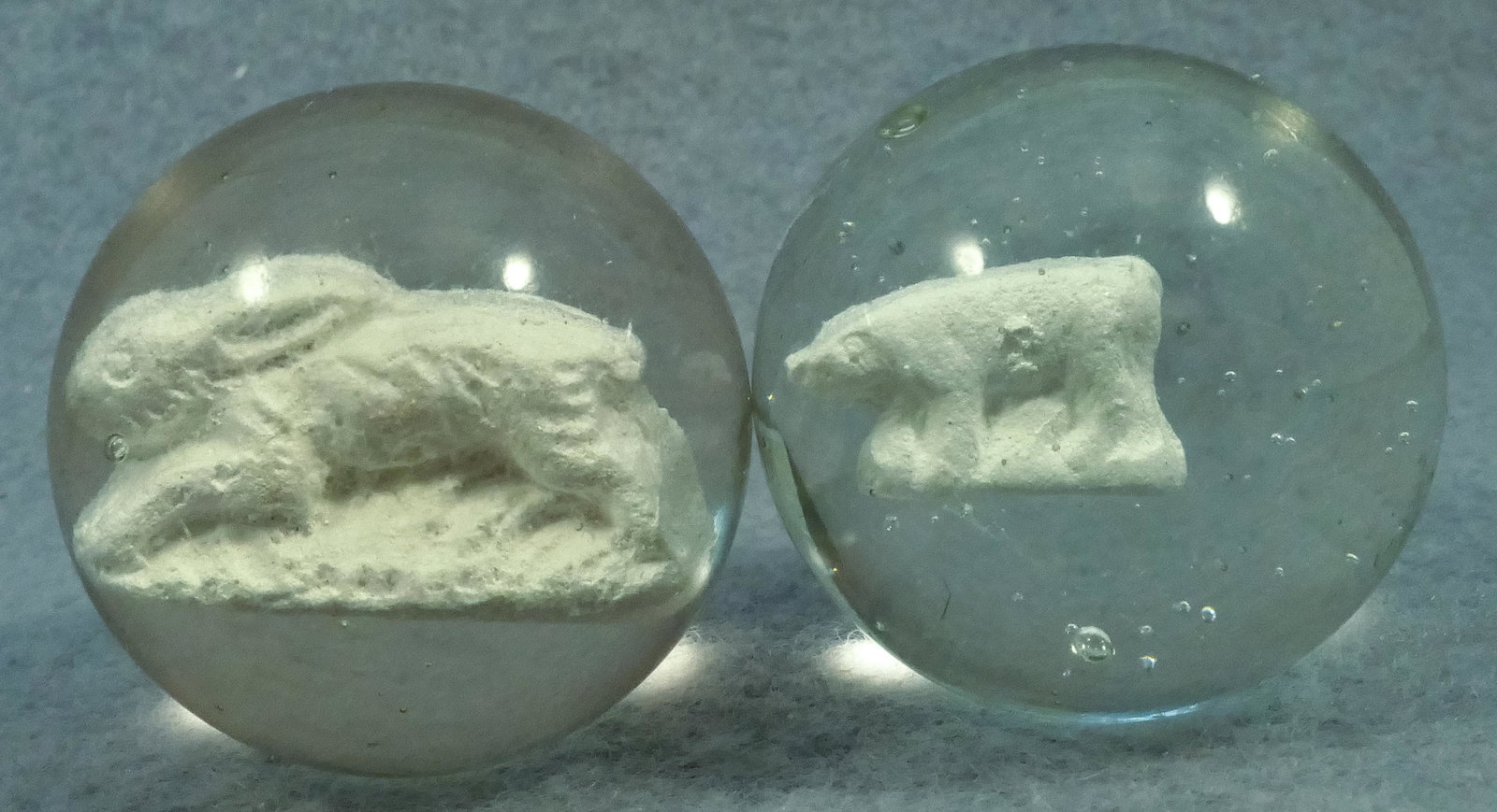 Marbles: SULPHIDE. 2 Marbles. Pig and Rabbit. (1 of 2)