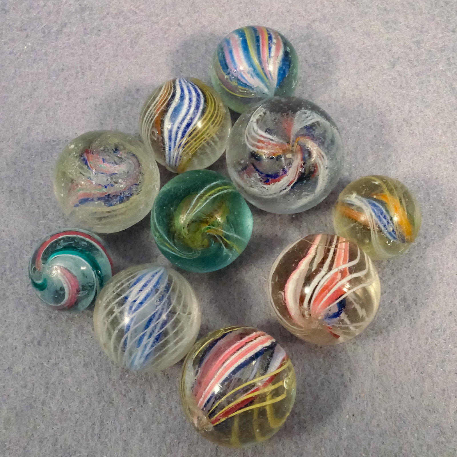 Marbles: SWIRL, Divided Core. 10 Marbles. (1 of 4)