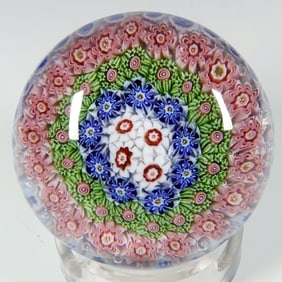 PAPERWEIGHT, Clichy. Antique Concentric on Stave Basket.