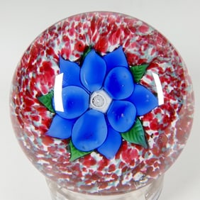 PAPERWEIGHT, New England Glass Company. Antique Flower on Jasper.