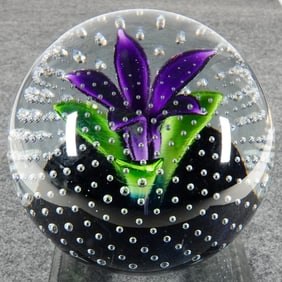 PAPERWEIGHT, Caithness Glass.Flower in the Rain.