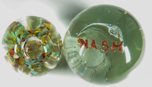 PAPERWEIGHT. Two paperweights. Nash and a Floral.