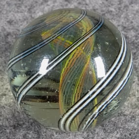 SWIRL, Latticinio Core. 27/32". Mint (9.8).