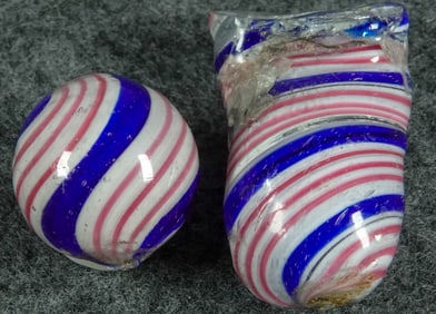 SWIRL, Peppermint. Two items. Marble and Cane Section.