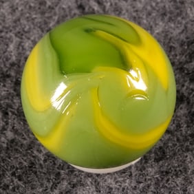 PELTIER GLASS COMPANY, National Line Rainbo. Lemon Lime. 21/32". Mint (9.9).