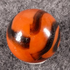 PELTIER GLASS COMPANY, National Line Rainbo. Tiger. 11/16". Near Mint(+) (8.9).