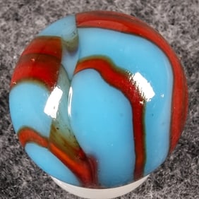 PELTIER GLASS COMPANY, National Line Rainbo. Burnt Spiderman. 21/32". Mint (9.9).