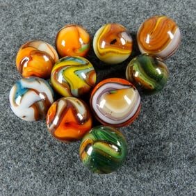 JABO/DAS/SAMMY'S, Swirl. 10 marbles. Sammy's A&B.