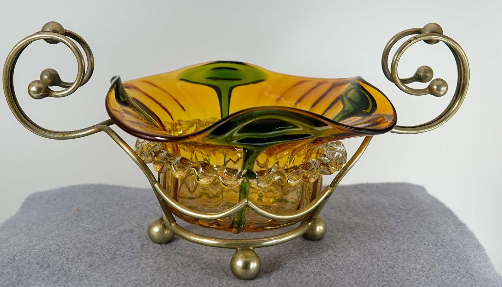 OTHER GLASS, Bowl. Silverplate Stand. Possibly Steven & Williams. (1 of 13)