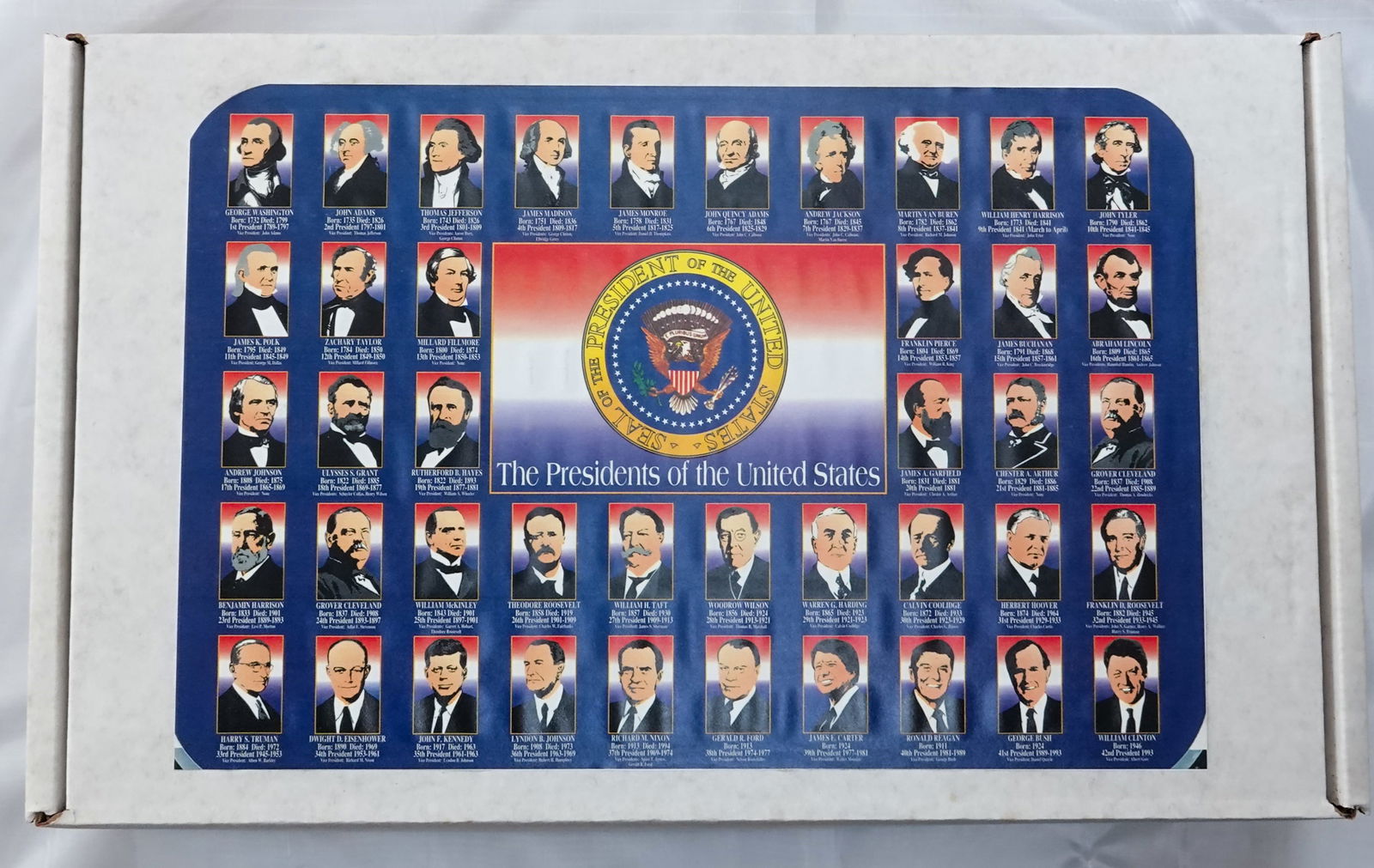 JABO Inc., Character Marble. Presidential Portrait Series.: JABO Inc., Character Marble. Lot of forty one marbles. Modern Marble King marbles, each imprinted with portrait and name of a different US President. In an egg shell foam lined cardboard case. Nice pr