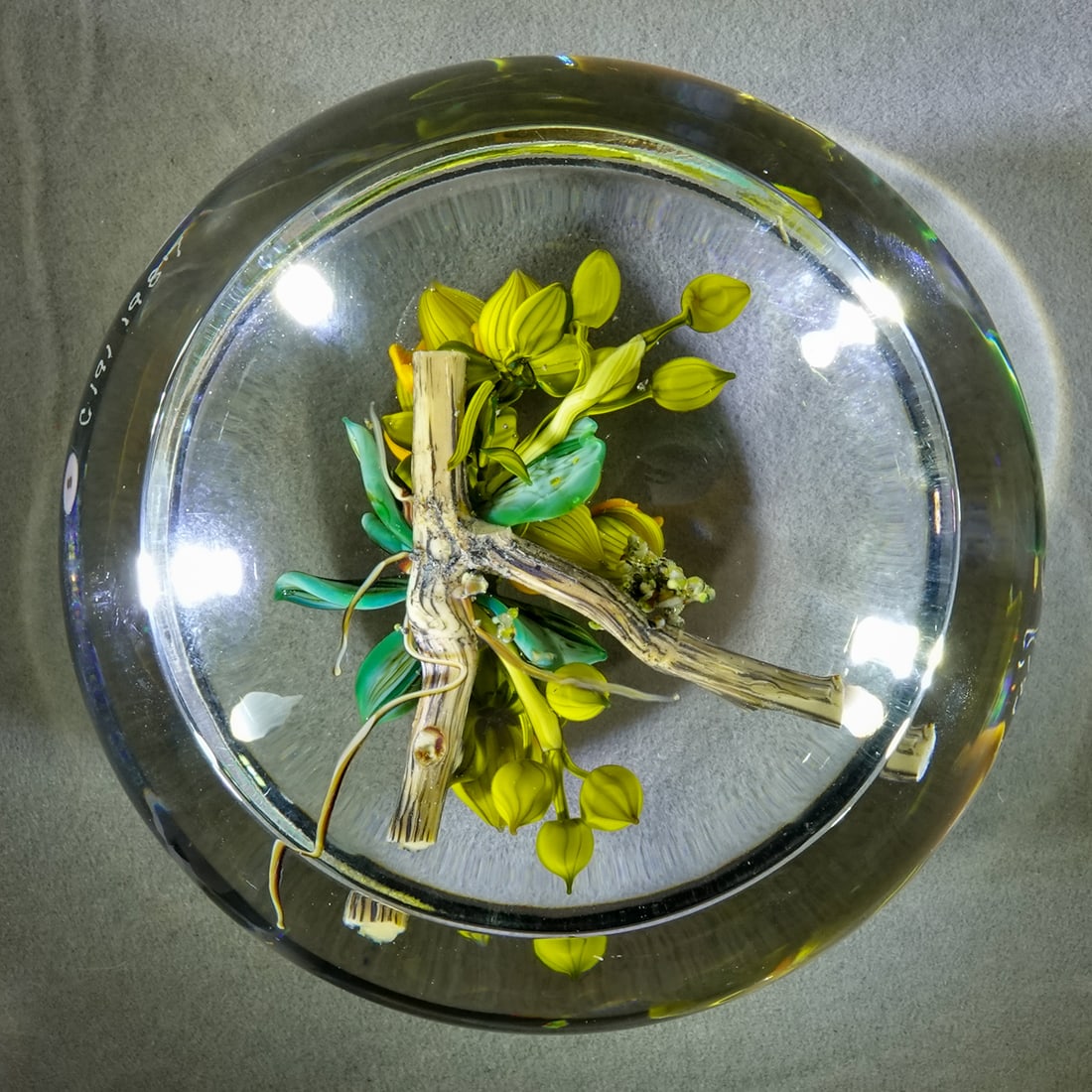 PAPERWEIGHT, Paul Stankard. Floral. Bittersweet branch. - 2