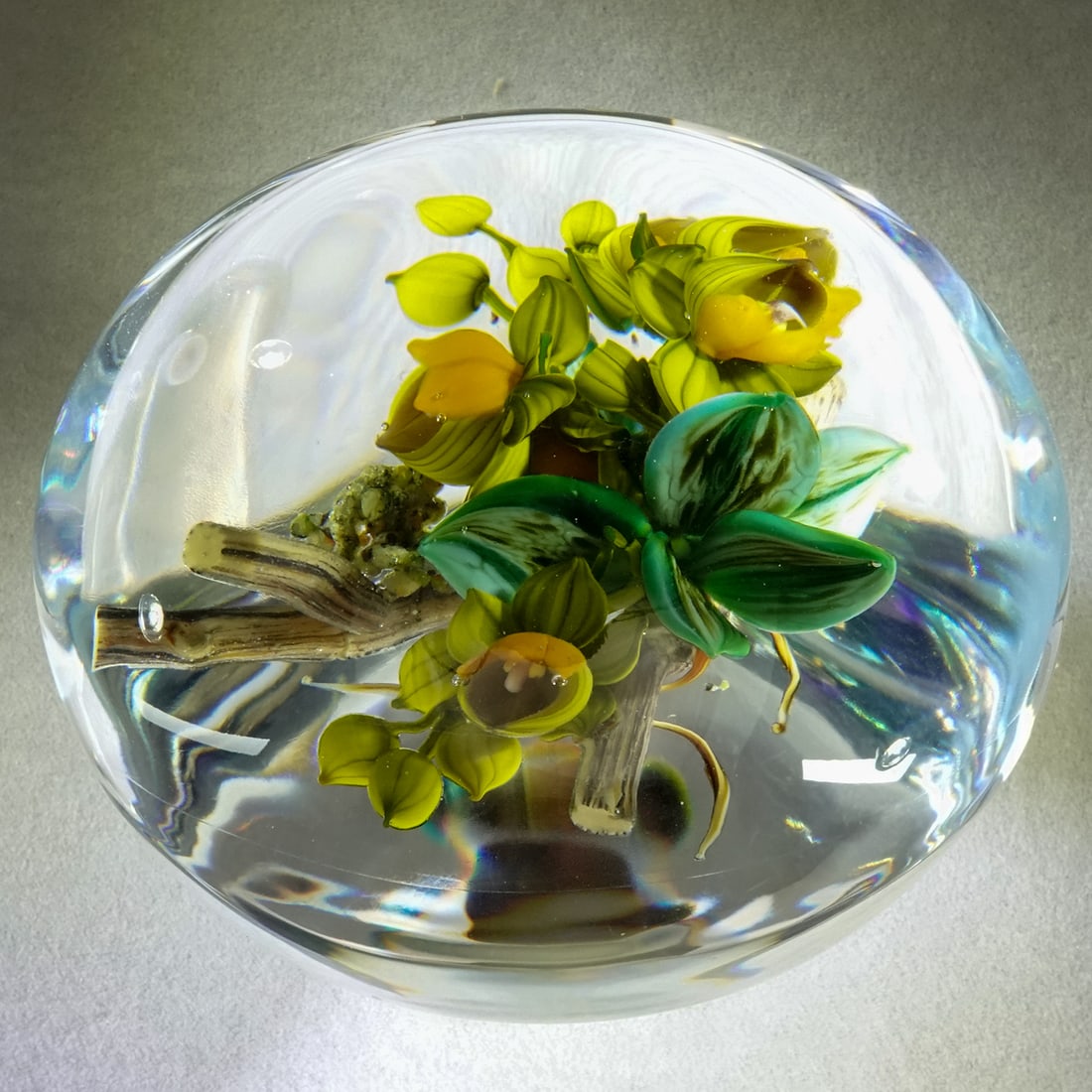 PAPERWEIGHT, Paul Stankard. Floral. Bittersweet branch. - 5