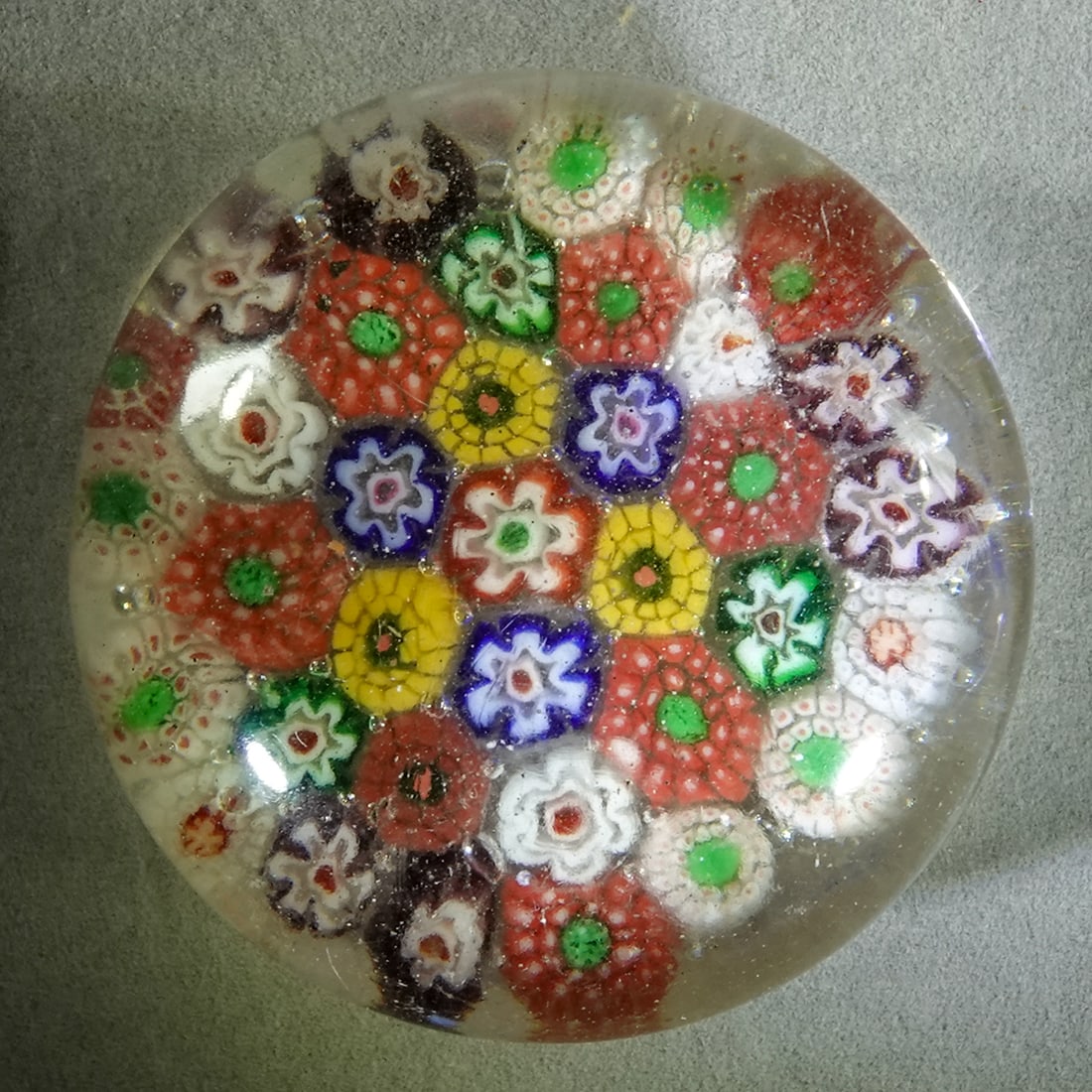 PAPERWEIGHT, Chinese. Antique.: PAPERWEIGHT, Chinese. Concentric ring. Signed on bottom "China". China, circa 1920-1940. 2-5/8" wide, 1-1/2" tall .