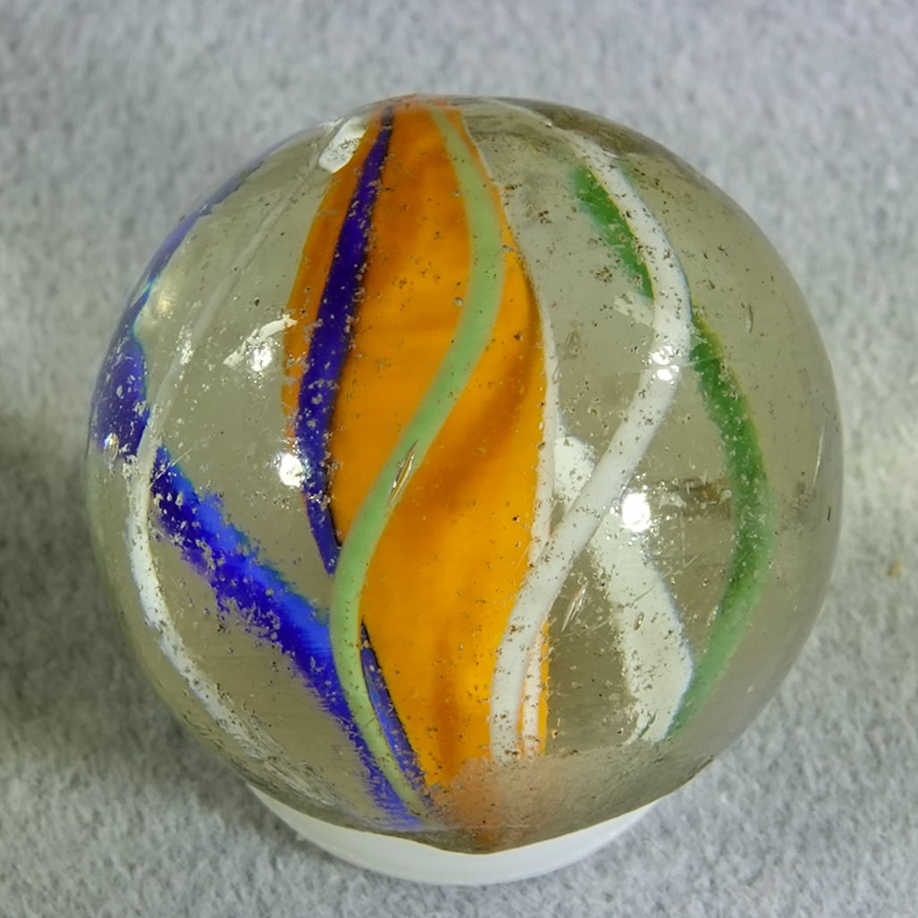 SWIRL, Solid Core. 11/16". Mint (9.9).: SWIRL, Solid Core. Bright "English" colors. Very pretty. Germany, circa 1860-1920. 11/16". Mint (9.9).