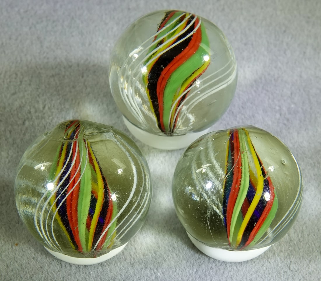SWIRL, Divided Core. 3 marbles. Matched Set. (1 of 3)