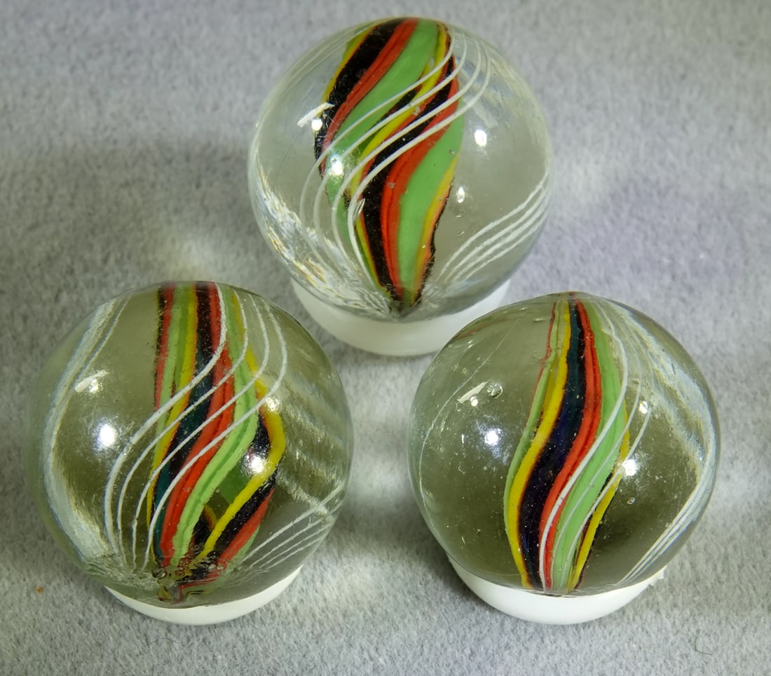 SWIRL, Divided Core. 3 marbles. Matched Set. - 2
