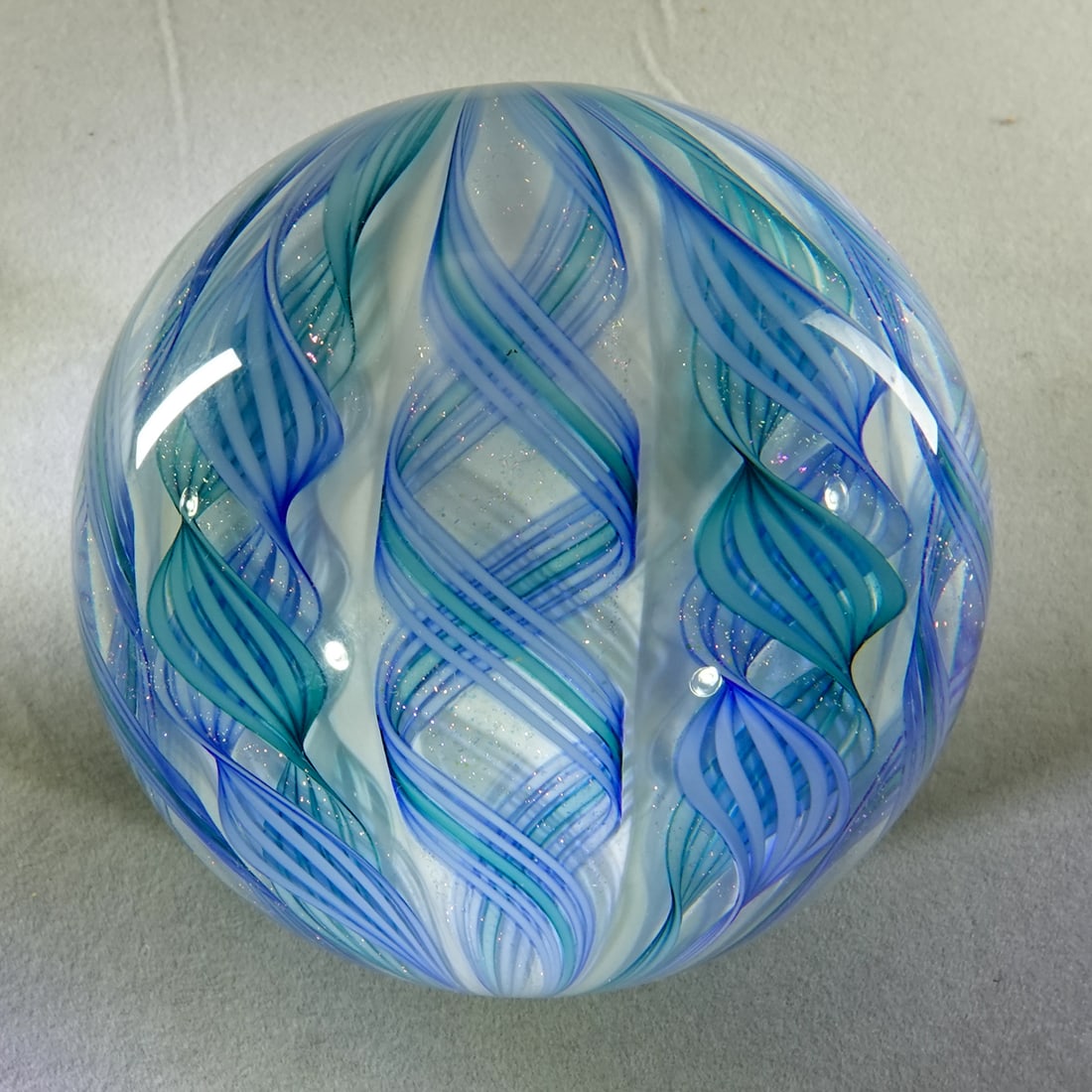 CONTEMPORARY HANDMADE, James Alloway. 3". Mint (9.9).: CONTEMPORARY HANDMADE, James Alloway. Eight-band Filigrana. With dichroic. Signed "Alloway 3355". 3". Mint (9.9).