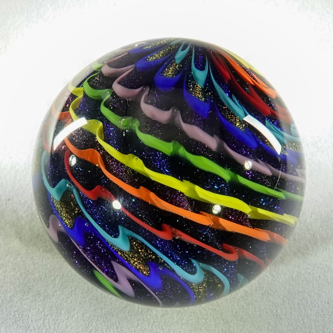 CONTEMPORARY HANDMADE, James Alloway. 2-5/16". Mint (9.9).: CONTEMPORARY HANDMADE, James Alloway. Dichroic Rainbow 8-Cane. Signed "Alloway 3234". 2-5/16". Mint (9.9).