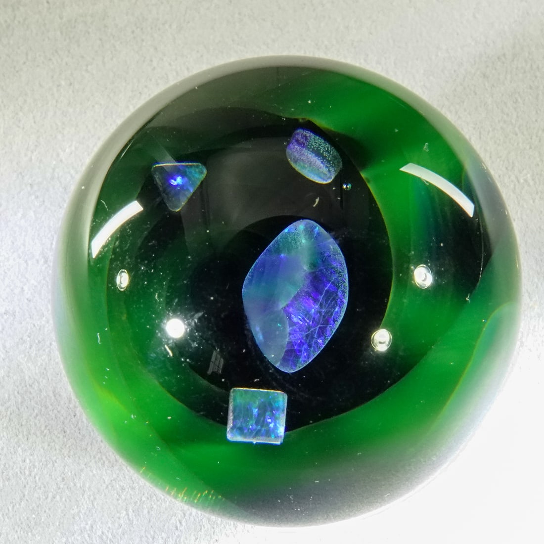 CONTEMPORARY HANDMADE, Tanner Castle. 1-11/16". Mint (9.9).: CONTEMPORARY HANDMADE, Tanner Castle. Whirlpool with various shaped opals floating in it. Signed "LAMA". 1-11/16". Mint (9.9).