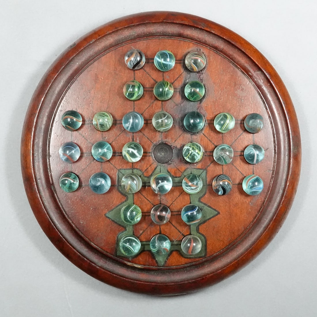 SWIRL, Game. Antique Solitaire Board with 32 Banded Swirls. (1 of 8)
