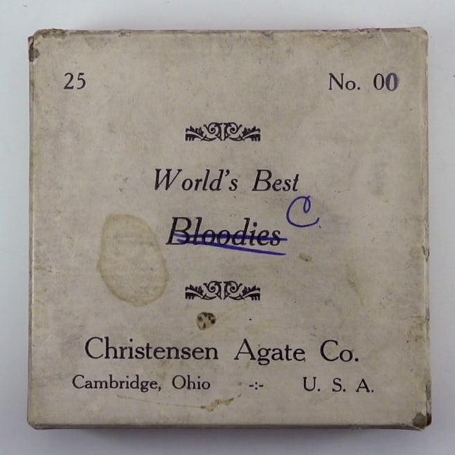 CHRISTENSEN AGATE COMPANY, Original Package. Very Rare original No. 00 Cobra/Cyclone box with 25 (1 of 20)