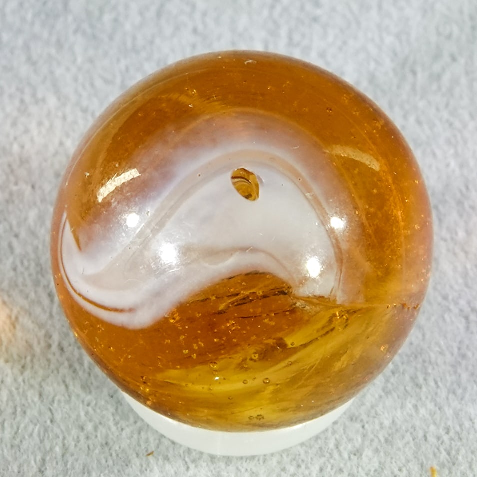 CHRISTENSEN AGATE COMPANY, Slag. 21/32". Mint (9.8).: CHRISTENSEN AGATE COMPANY, Slag. Two seam. Apricot Slag. Cambridge OH, circa 1925-1930. 21/32". Mint (9.8).
