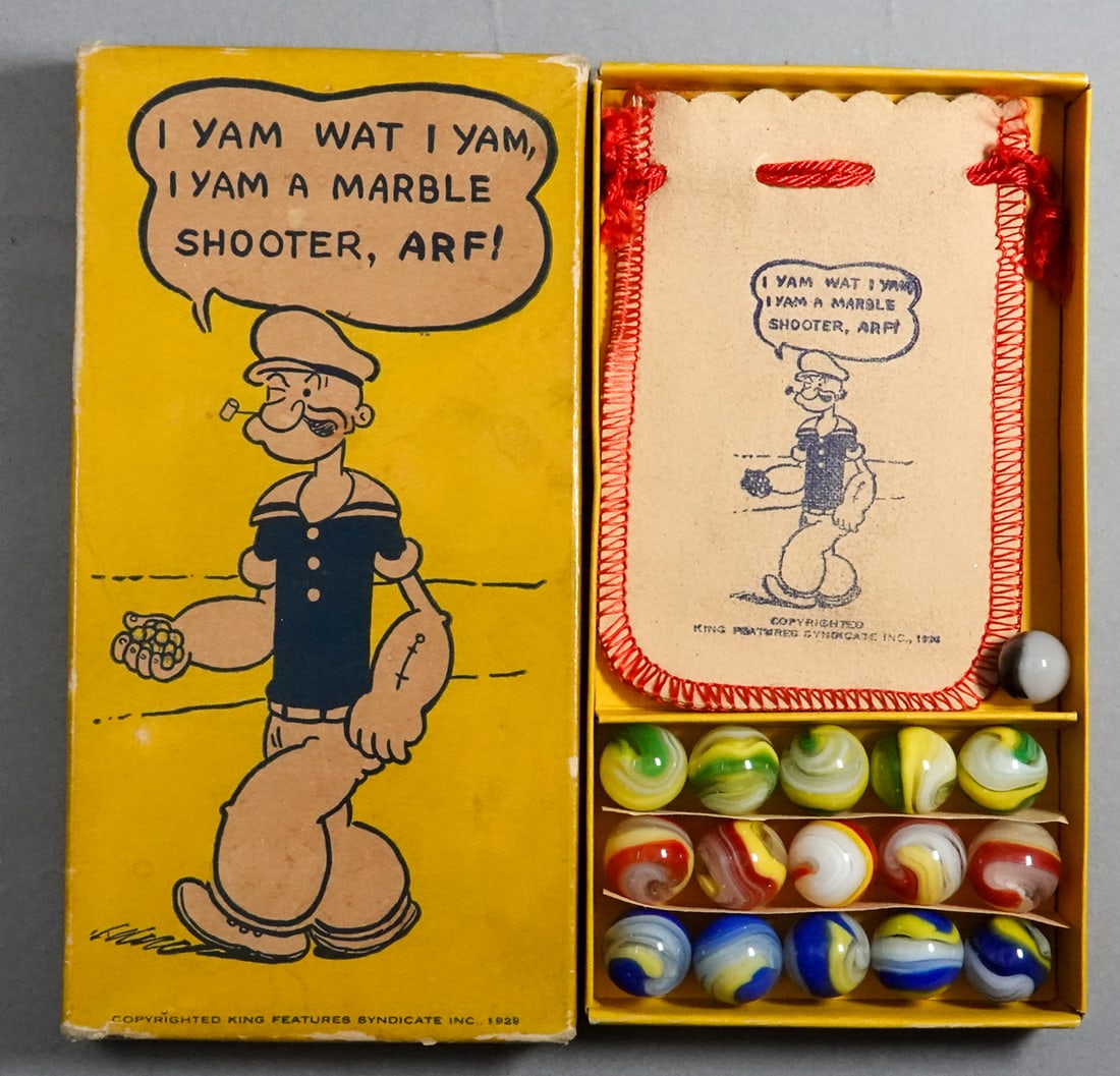 AKRO AGATE COMPANY, Original Package . Yellow Popeye box. (1 of 8)